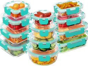 24 Pieces Glass Food Storage Containers Set, Airtight Glass Lunch Containers, Glass Meal Prep Containers with Lids,Exclusive of BPA, for Microwave, Oven, Freezer & Dishwasher Friendly,Green