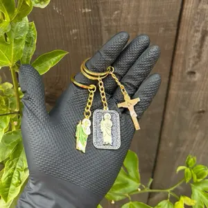 Religious Keychains Jesus Crucifix and St Jude Charms for Faithful Gifts