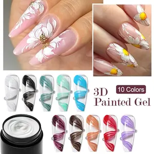 MTSSII 8ml Morandi 3D Painted Gel Nail Polish, 3D Sculpture Painting Gel Relief Oil Painting Nail Gel, Matte Texture Painting Art, Plaster Painting Flower Effect Design Modeling Gel, Nail Art Manicure
