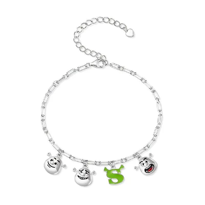 GNOCE Shrek Themed Quirky Face Chain Bangle for Fans, Unisex Costume Jewelry, Funny Arm Candy Accessories for Party Wear & Bracelet Stacking