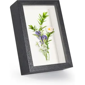 5x7 Shadow Box Frame Display Case with Real Glass for Memorabilia,Wedding Memories,Pins,Awards,Crafts,Tickets and Photos(Black,)