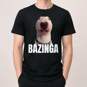 "Bazinga" Slang Graphic T-Shirt - GenZ Trendy Cringe Meme Statement Top - Funny Novelty Humor Aesthetic Apparel - Soft Breathable Graphic Shirt - Unique Professional Detail Crew Neck Tee