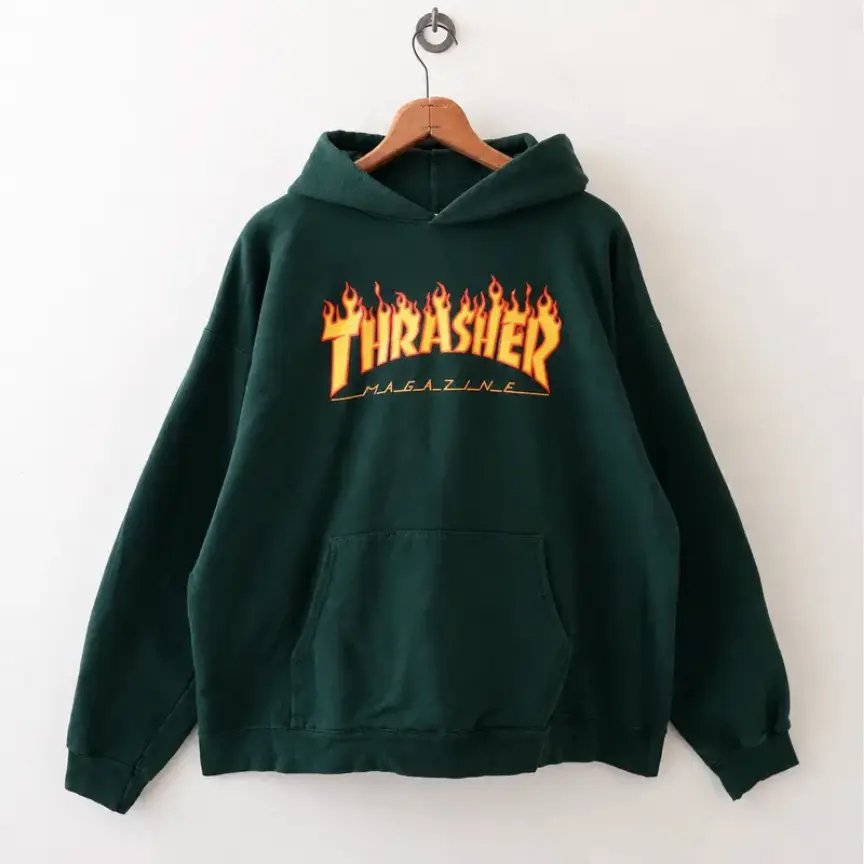 Vintage Thrasher Flame Hoodie, Red Graphic Pullover Sweatshirt, Skate Streetwear Hoodie, Unisex Gift for Men & Women, Unisex Streetwear for Men & Women, Unisex Hoodie