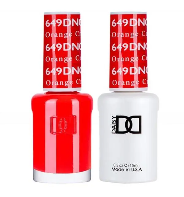 DAISY DND Gel Nail Polish & Matching Lacquer Duo, #649 Orange Creamsicle, 2 Bottle Cosmetic Set for Long-Lasting UV Cured Manicure, Duo Set, Two Bottles