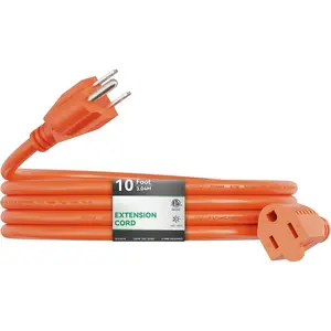 Outdoor Extension Cord 10 FT , 16/3 Gauge Heavy Duty 3 Prong Extension Cord, 13A 1625W SJTW, ETL Listed,  for Garden and , Orange