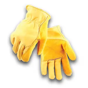 Golden Stag Cowhide Safety Work Gloves - Heavy-Duty, Waterproof, Rolled Cuff Barbed Wire Gloves for Outdoor Winter Fencer Work (207F)