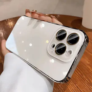 Original color ice glass case suitable for iPhone 17/16/15/14/13 Pro Max Plus Protective Aesthetic phone case, Cellphone, comes with glass lens protection cover, electroplated original color anti drop Shockproof protection cover, Camera Protector