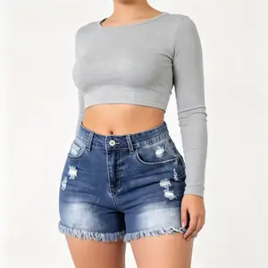 1/2 Pack Women’s Denim Shorts – Distressed Frayed Raw Hem Stretch Jean Shorts for Summer Casual Streetwear & Vacation Outfits
