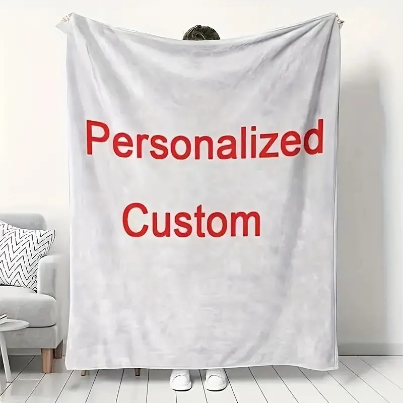 1pc Customized Digital Fleece Blanket Throw, Personalized with Various Images, Lightweight, Soft, Comfortable, All-Season Warm, Suitable for Adults, Valentine's Day Gift for Bed, Camping