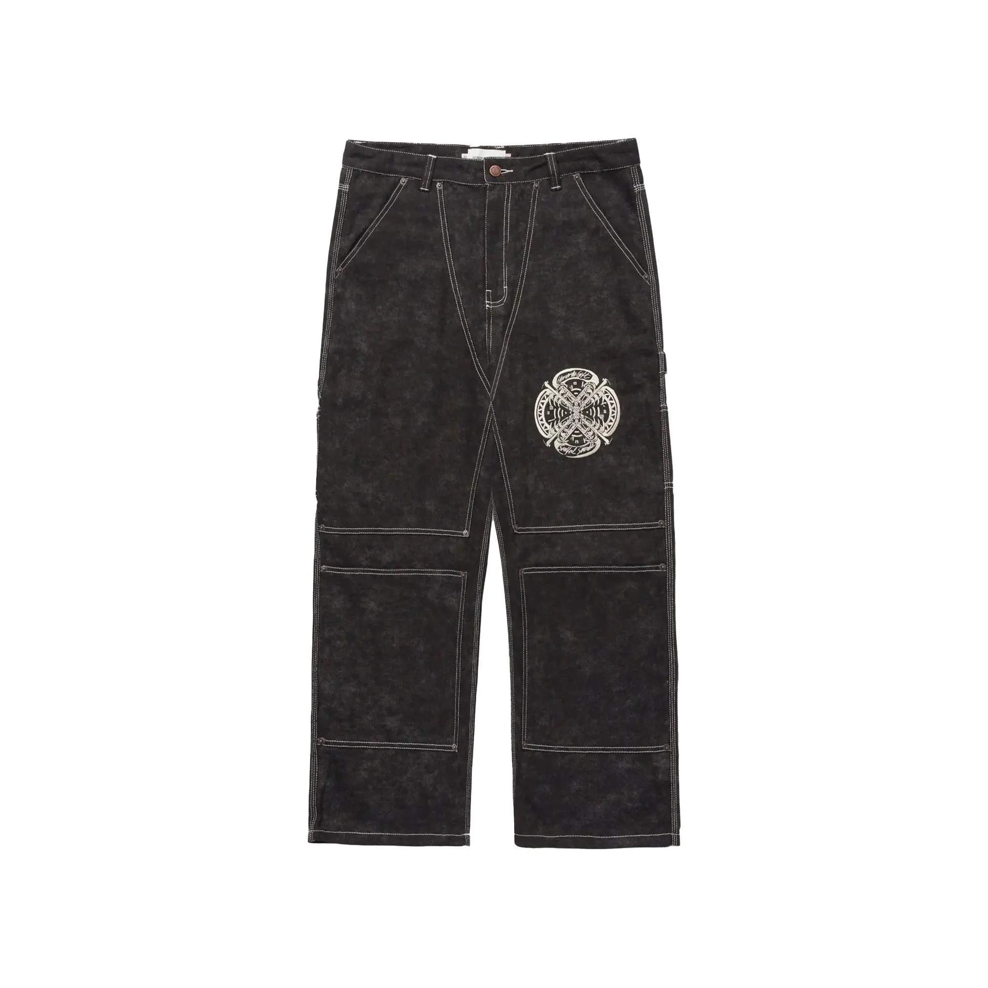Men's Carpenter Pants in Washed Black, Designed with a Heritage Workwear Style and a Cropped Ankle Cut, Menswear