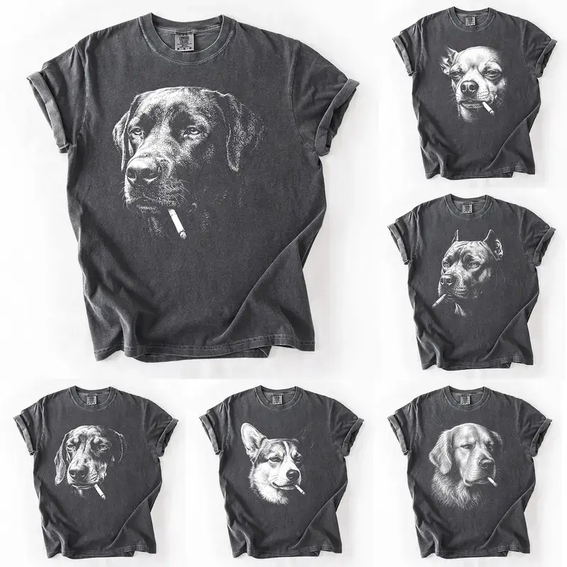 Custom Dog Breed Graphic T-Shirt Choose from 50 Dog Breeds Vintage Pet Lover Style Relaxed Fit Tee Personalized Dog Mom Dog Dad Shirt - Eli Deal Power Cotton Top