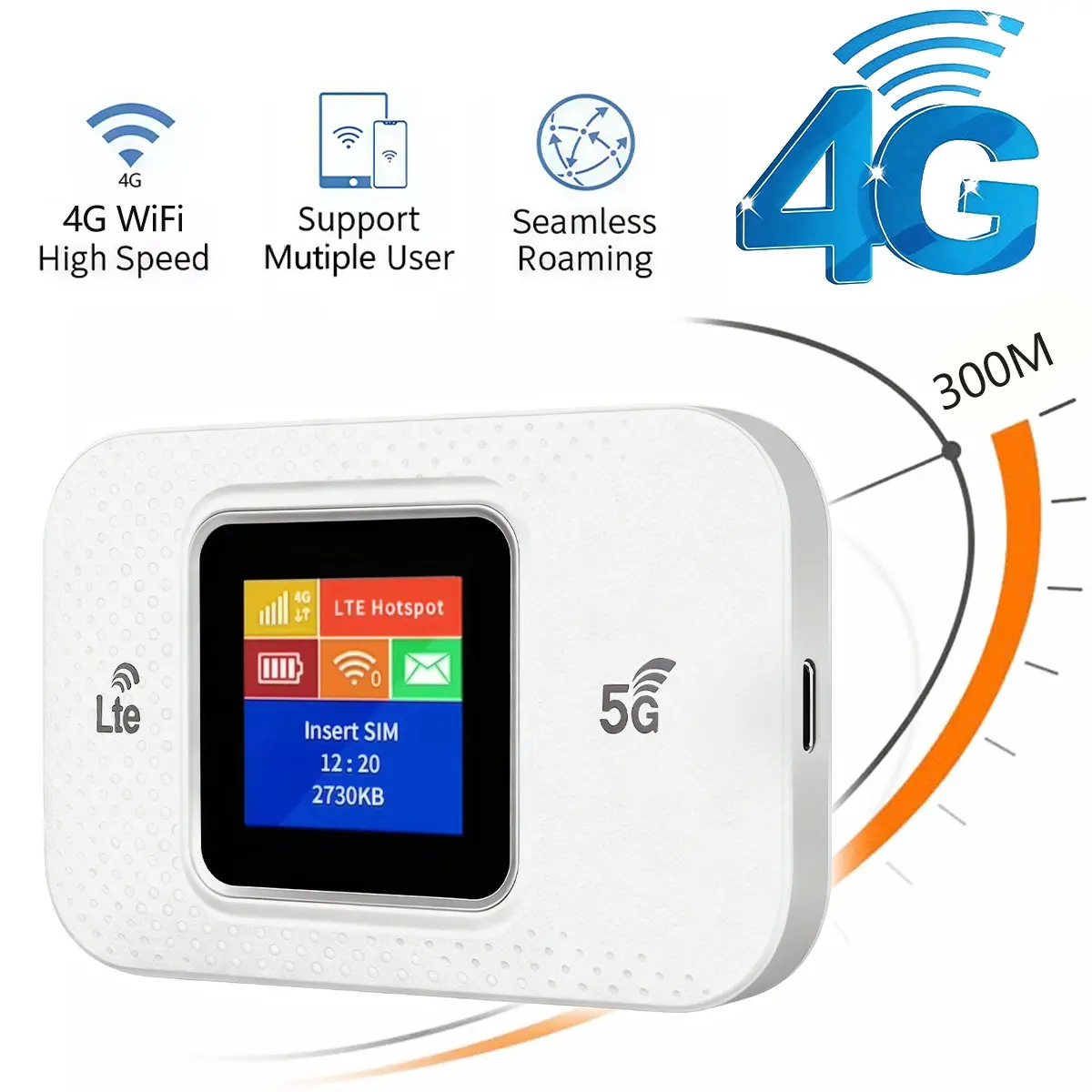 4G/5G Mobile wifi router for Global Travel,300Mbps High-Speed 