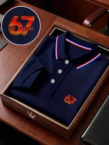 Men's Karate Print Polo Shirt, Loose-Fit Casual Business T-Shirt, Short Sleeve, Breathable Fabric, Spring Summer, Outdoor Sports, Gift Idea