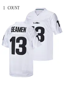 Men's Letter & Number 13 Embroiderey Football Jersey,Short Sleeve Slightly Stretch Football Shirt For Training & Competition, Jersey Top, Sports Top