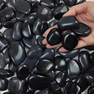 5 lbs  Polished Black River Rocks, 1-2 inch Decorative Pebbles for Indoor . Black Stones for Planters, Vase, Garden Landscape Rocks and Outdoor Decorative Stones