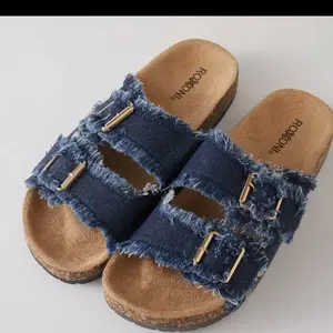 Women's Double Buckle Denim Slide Sandals-Casual Adjustable Comfort Slippers