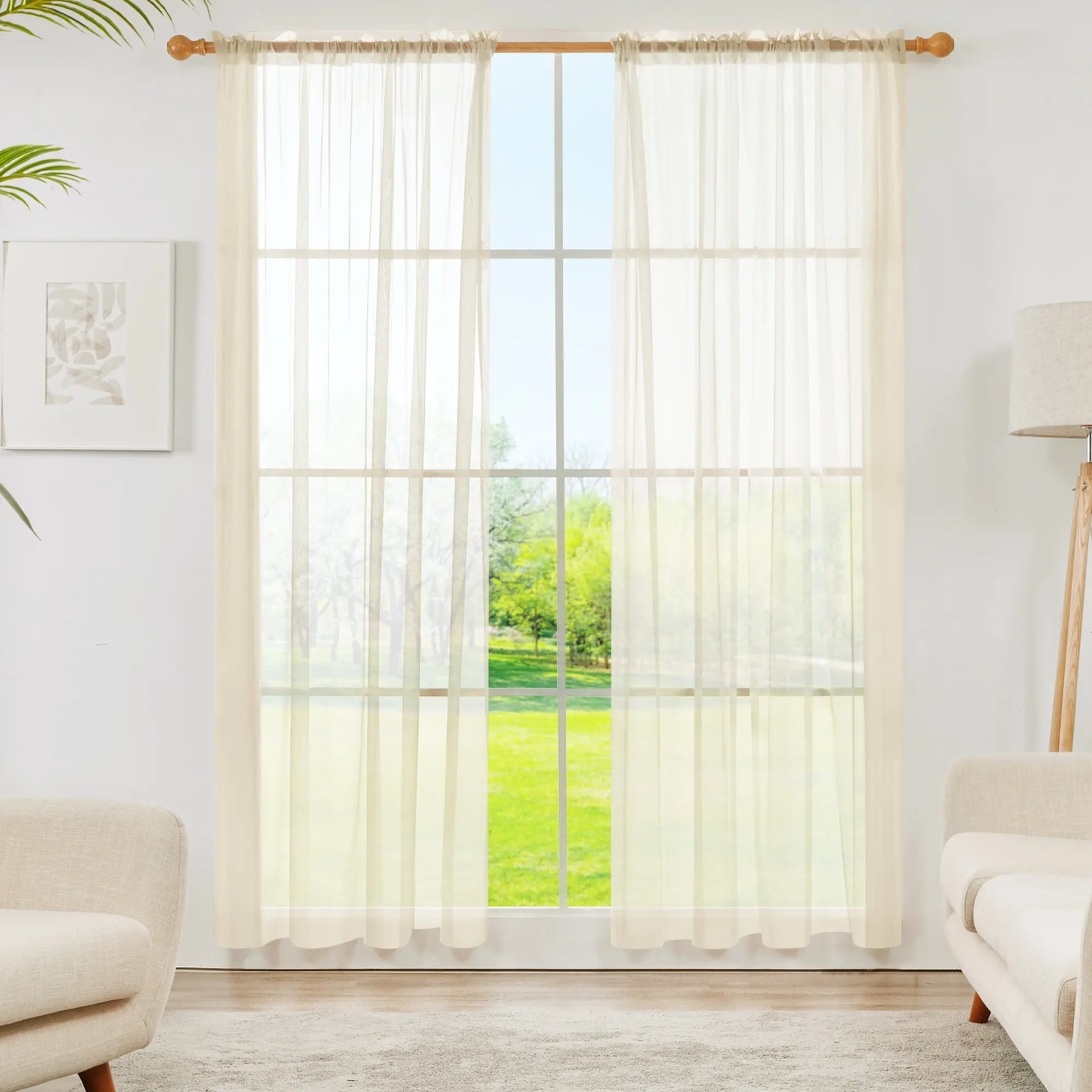 Deconovo 2-Panel Lightweight Sheer Curtains, Airy Gauze Rod Pocket Voile, Bendable Curtains for Bedroom, Airy Gauze Curtains