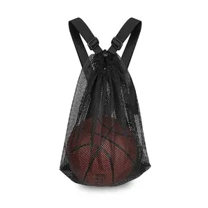 Portable Basketball Net Bag, Drawstring Volleyball & Soccer Ball Pouch, Travel Training Sports Backpack, Fits Shoes & Balls