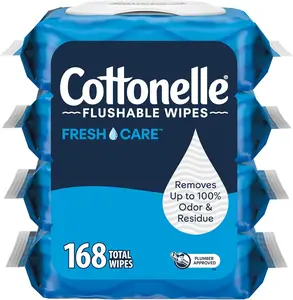 4 Flip-Top Packs 42 Wipes Per Pack Fresh Care Flushable Wet 168 Total Wipes