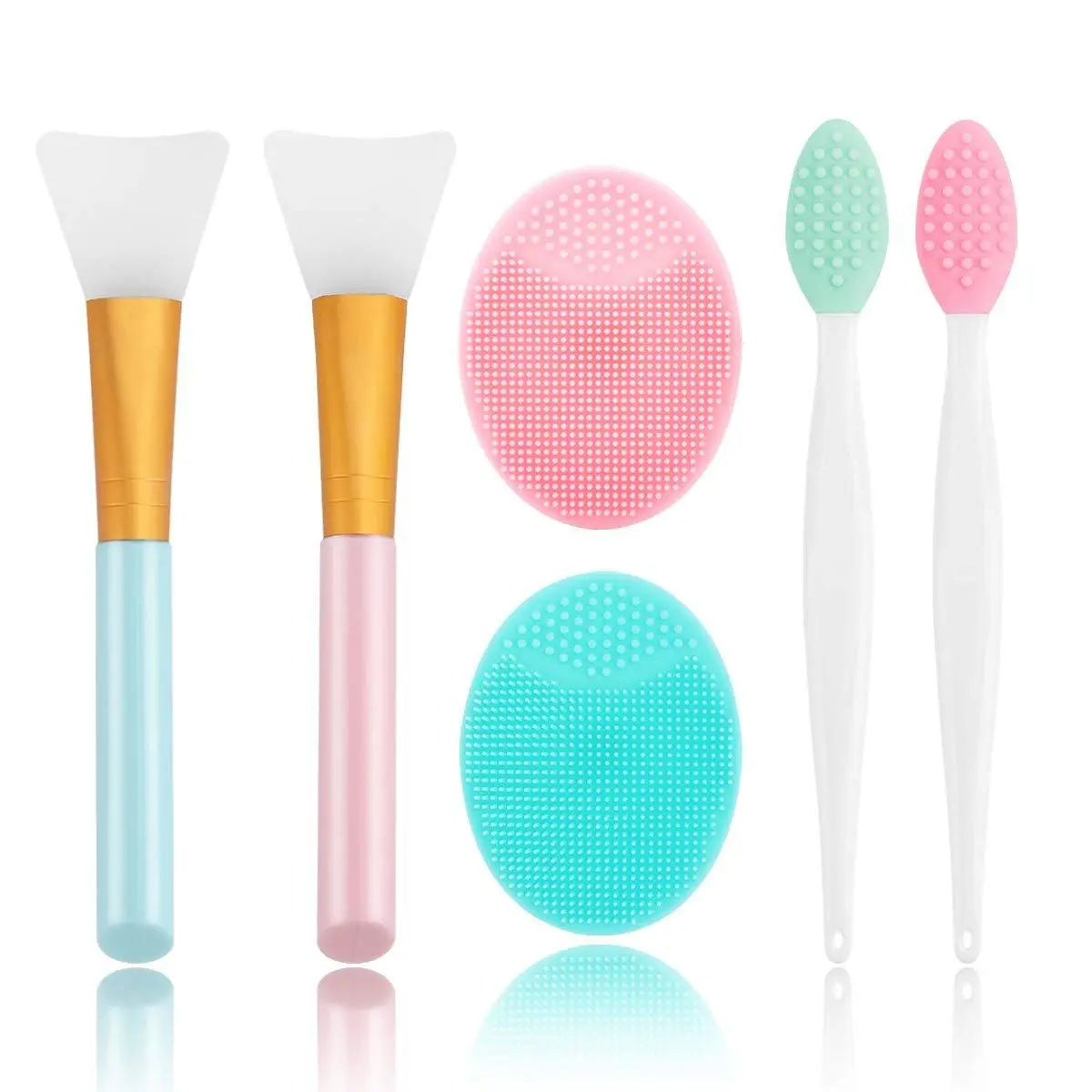 [New Deal] 2pcs Silicone Face Scrubber, Exfoliating Lip Brush, 2pcs Cleansing Brush,2pcs Face Mask Brush Exfoliator Blackhead Skin Care Tool Facial, Facial Cleansing Instrument, Deep Cleanse
