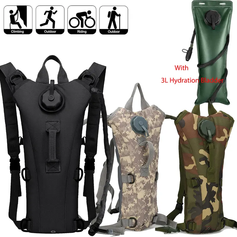 3L Water Bladder & Hydration Backpack - Unisex Lightweight Tactical Water Storage Bag for Hiking, Running, Cycling, Rock Climbing, Camping - Ideal Multi-Purpose Holiday Gift