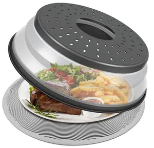 Microwave Food Cover & Collapsible Silicone Mat - Splatter Guard, Plate Holder