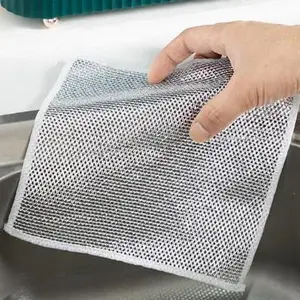 10 Pcs Multipurpose Wire Dishwashing Rag, Double-Layer Steel Wool Wire Dishwashing Cloth Reusable Wire Cleaning Cloth for Cookware, Sinks, Dishes, Stove Tops Kitchen Miracle Metal Scrubbers Wire Dishcloth