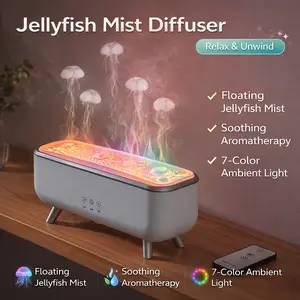 2026 New Humidifier Aroma Diffuser - Stylish jellyfish steam design, seven-color ambient light, jellyfish dances to music, silent operation, suitable for home ambiance, decorative gift.