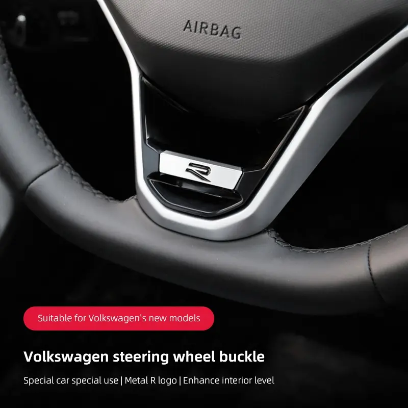 Car Logo Steering Wheel Trim Sports Emblem Interior Accessories, Automotive Decoration For Volkswagen VW Atlas Jetta Touareg Golf Polo GTI Taos Passat Tiguan Arteon Caddy Touran