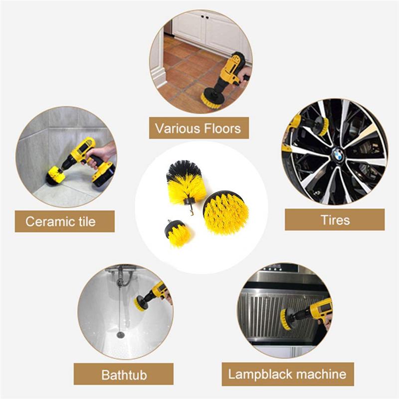 3Pcs/5Pcs Electric Scrubber Brush Drill Brush Kit Power Drills Scrubber Brush For Carpet Glass Car Tires Nylon Brushes 2/3.5/4''