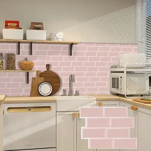 3D Faux Wall Tile Self-Adhesive Stickers, Waterproof and Easy to Clean, Suitable for Kitchen, Living Room and Bathroom, Comes with Strong Adhesive, Ready to Peel and Stick, 11.6X8.9 inches