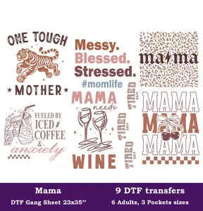 Mama DTF Gang Sheet, 23x35 in. Mother's Day Heat transfers