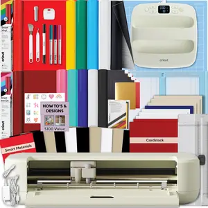 Cricut Explore 5 Essentials Machine Bundle with EasyPress 9x9, Rainbow Smart Vinyl & Smart Iron-On and 100+ Project Design Guide - DIY Cutting Machine for Vinyl, HTV, T-Shirts & Home Decor