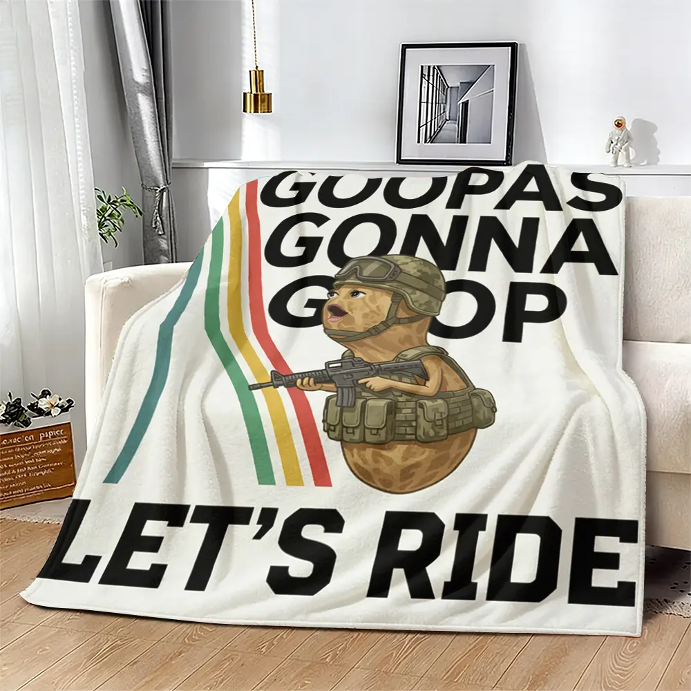 Goopas Gonna Goop Soldier Peanut Throw Blanket, Tactical Military Peanut Cartoon Fleece Blanket, Soft Warm Blanket For Sofa Bed Couch Office Nap, Holiday Birthday Christmas Gift For Military Meme Lovers Veteran Cartoon Fans