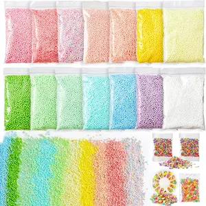 18 Pack Mini 0.09-0.14 inch Foam Balls Assorted Beads for Slime Homemade DIY Crafts Supplies for Wedding Party Christmas New Year Decoration