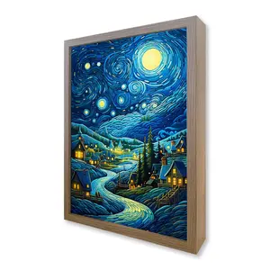 Painting Frame Night Light with Night View of Town LED Light Box 3 Color Dimmable Modes USB Powered Wall Decor Desk Decoration for Living Room Bedroom Office