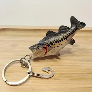 Simulation Bass Fish Keychain Lure - a Durable PVC Accessory for Fishing Enthusiasts, Perfect for Christmas Tree And Backpack Decoration - The Ideal Gift for Anglers, Including One Green Keyring, Suitable for Valentine'S Day, Easter, Thanks