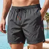 Men's Beach Shorts, Solid Color Casual Short Pants, Textured Fabric Men's Clothing, Comfortable and Stylish Summer Wear, Summer Beach Trunks, Lightweight Beach Trunks, Beach Pool Wear, Plain Trunks