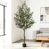 7 FT/6FT/5FT Artificial Olive Tree - Lifelike Faux Silk Olive Plant with Olive Leaves, Ideal for Home (Living Room, Bedroom, Balcony Corner), Office, and Garden Decor.