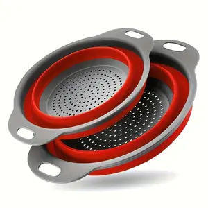 Set of 2 Foldable Silicone Kitchen Filters, Ideal for Salads Vegetables Fruits, Practical Kitchen Sink Filter Tool, Model_xinghao