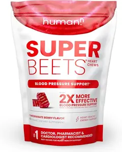 humanN Super Beets Heart Chews, Non-GMO Beetroot & French Grape Seed Extract, Nitric Oxide Circulation & Healthy Blood Pressure Support 60 Count