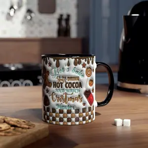 11oz Holiday-Themed Ceramic Coffee Mug - 3D Gingerbread Man Design Cup, Ideal Drinkware for Hot Cocoa, Perfect Gift for Coffee Lovers, Drink