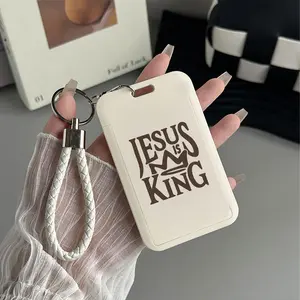 King Jesus Pattern Design Plastic Id Card Holder With Lanyard for Doctors, Nurses, Students, Nursing Students-Bus Card Case, Campus Card Protector Perfect Halloween Christmas Gift