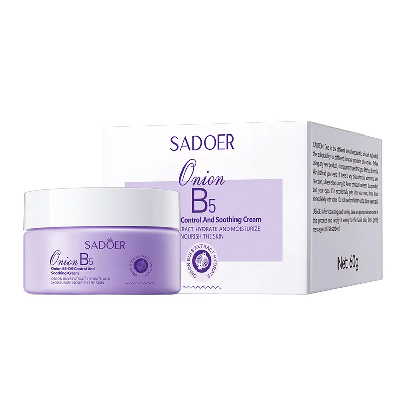 SADOER Onion B5 Facial Moisturizing Cream, Daily Skin Hydrating Lotion Infused with Onion Bulb Extract & Niacinamide, Light Texture Quick Absorb Face Cream for All Skin Types, 60g