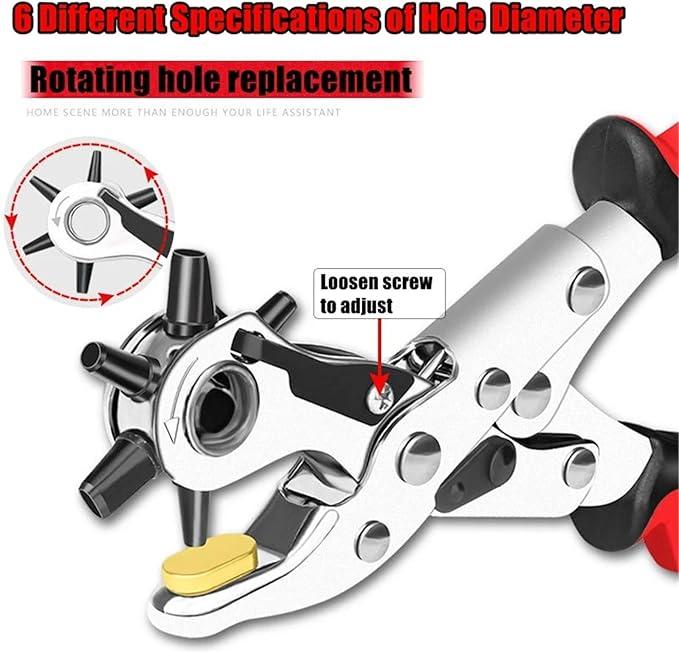 Hole Punch, Heavy Duty Leather Hole Puncher for Belts, Watch Bands, Straps, Dog Collars, Saddles, Shoes, Fabric, DIY Home or Craft Projects