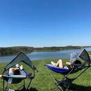 Mock ONE Compact Portable Folding Hammock with Stand, 2-Pack Bundle, blue/ grey