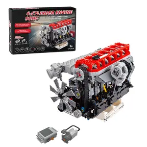 EngineDIY Engine Building Blocks Kit That Works, SOHC 3.0L Turbocharged Inline Six-Cylinder Four-Stroke MOC Power Functions Engine Model, Build Your Own Engine Kit for Adults (2013PCS)