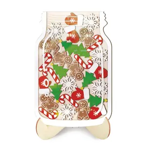 1 Set Reward Jar Wooden Reward Jar with 30pcs Colorful Cute Gingerbread man Snowflakes Behavior Achievement Encourage Reward System Creative Teacher Classroom Behavior Management Tool Desk Decor Christmas Gift