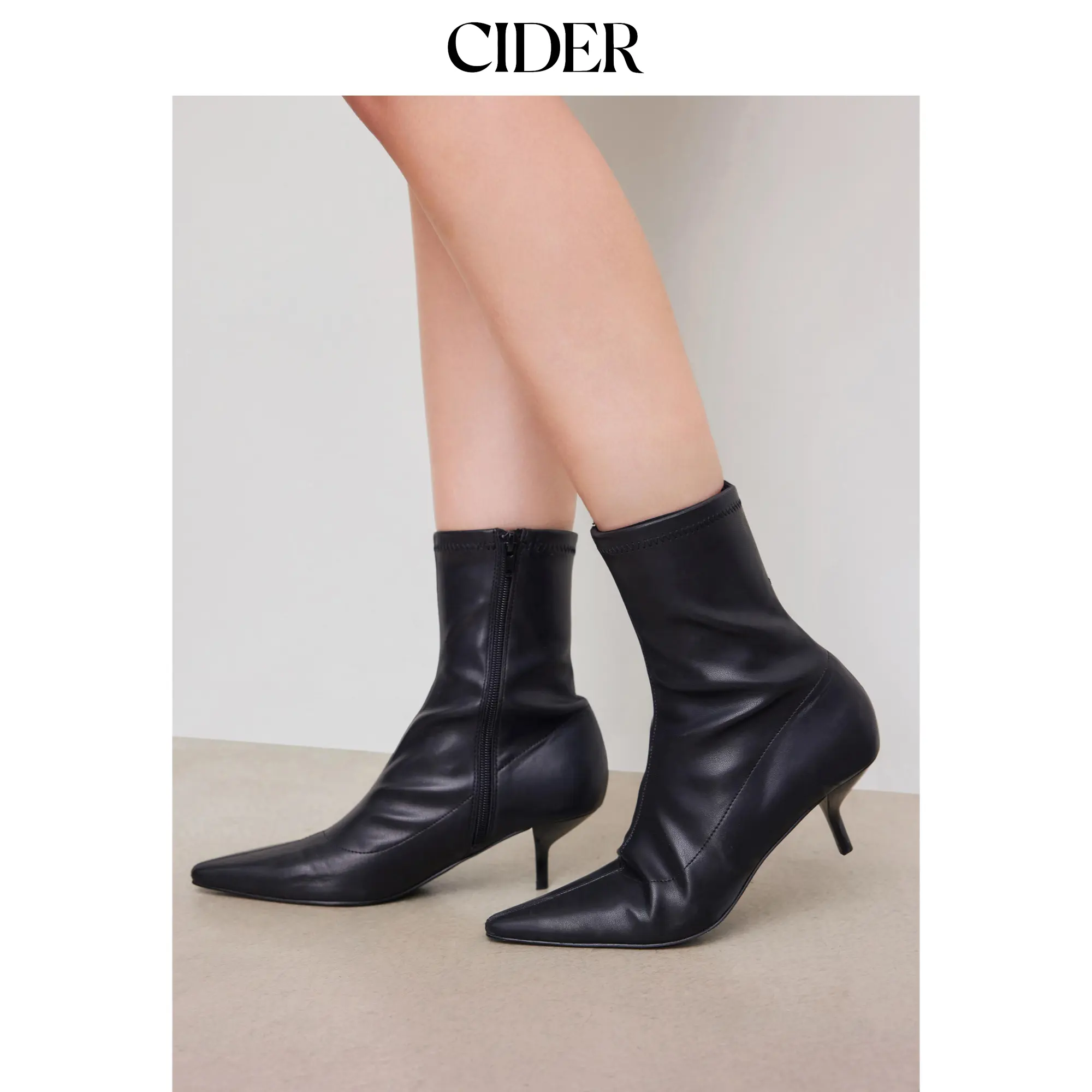 Cider Women's Basic Classic Plain Pointed Toe Faux Leather Ankle Boot Footwear (Size 6-11)