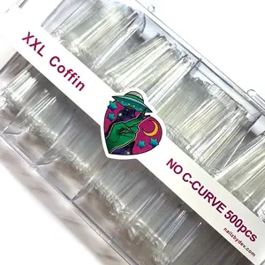 NAIL TIPS XXL COFFIN (NO C-CURVE) 500PCS (HALF COVER)